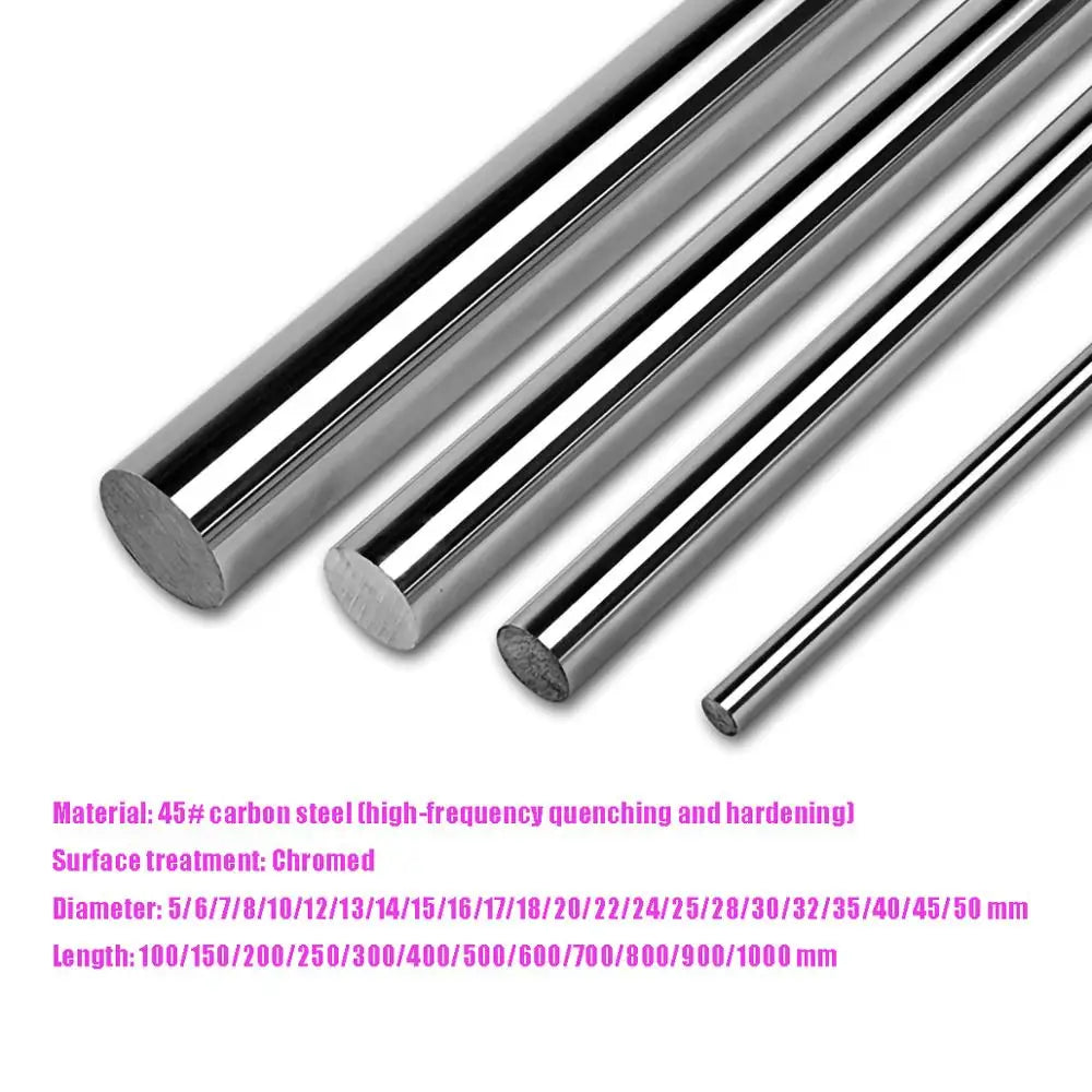 Supplier specification: 45 carbon steel, high frequency quenched and hardened, chrome plated