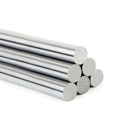 Chromed steel column rods laid side by side