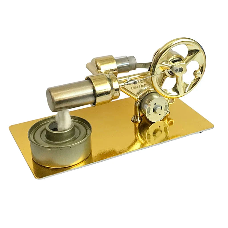 Stirling engine with generator, alcohol burner