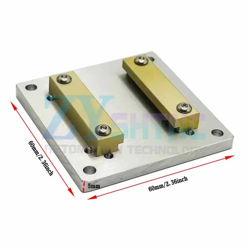 60 mm aluminium plate with two brass hold-down bars