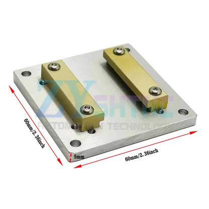 60 mm aluminium plate with two brass hold-down bars