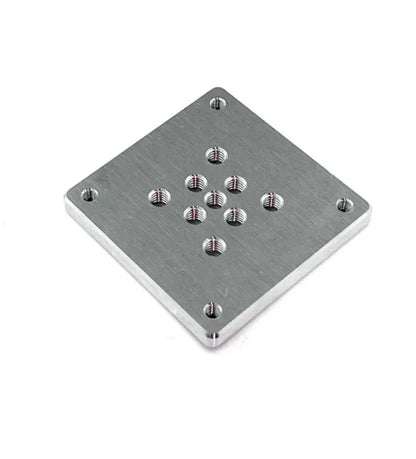 Aluminium mounting plate 40 by 40 mm with a diamond cluster of tapped holes