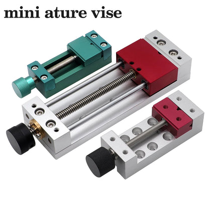Aluminium mini vises in three sizes with V-groove jaws