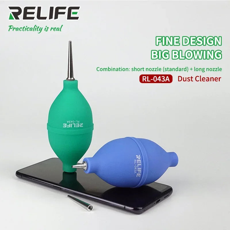 Dust blower with the brush extended