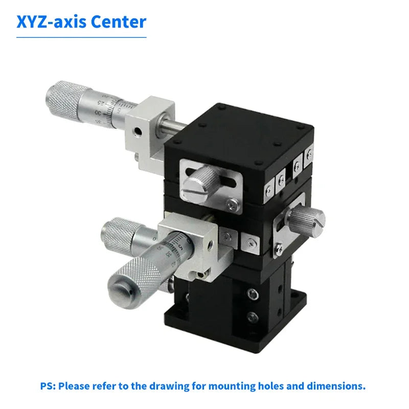 XYZ micrometer stage for a mini drill press, 40 or 60 mm