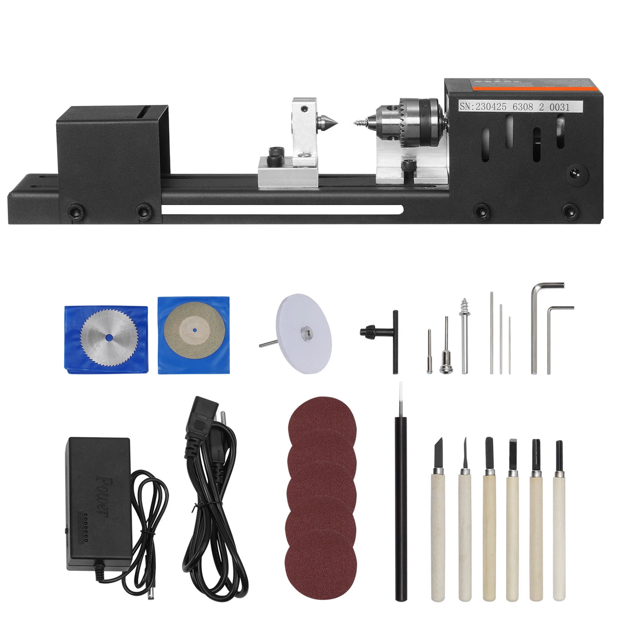 Mini wood lathe, 24 V, 7 speeds