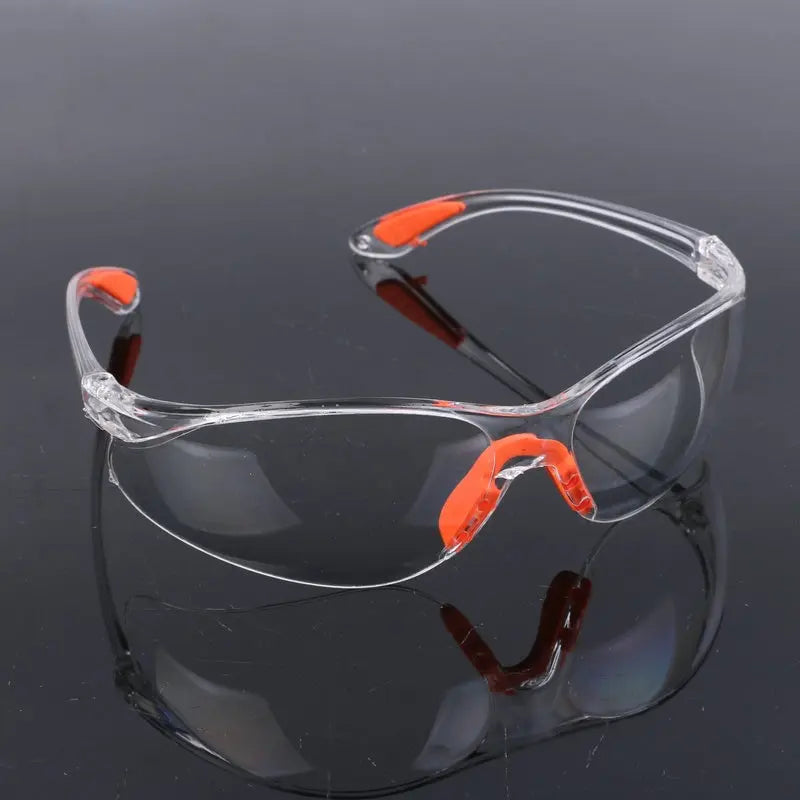 Clear safety glasses, front view