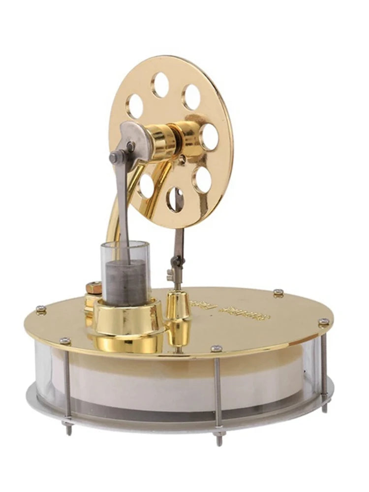 Low-temperature Stirling engine, runs on a cup of hot water