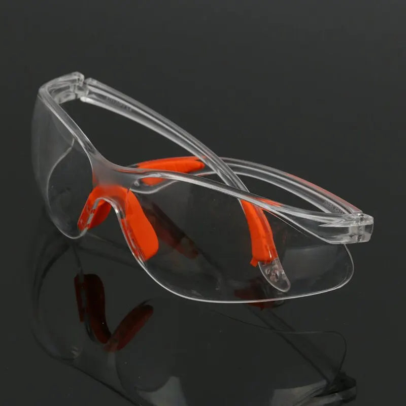 Clear safety glasses, three quarter view