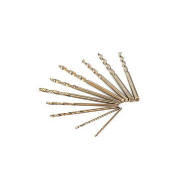Cobalt drill bits laid out by size