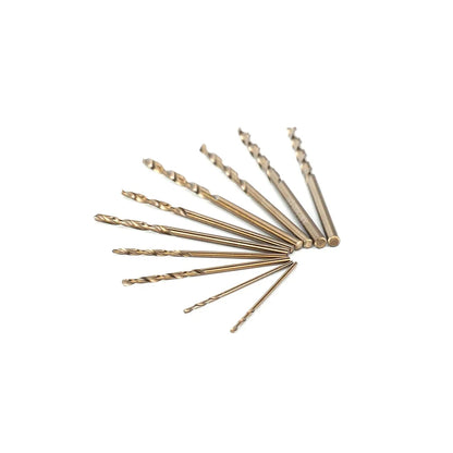 Cobalt drill bits laid out by size
