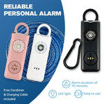 ARVONELLE personal safety alarm keychain with 130dB siren and LED strobe light