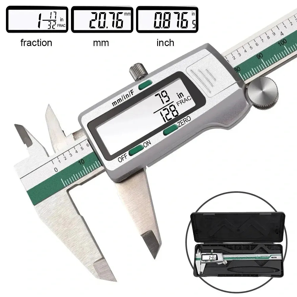 Digital caliper with the display lit