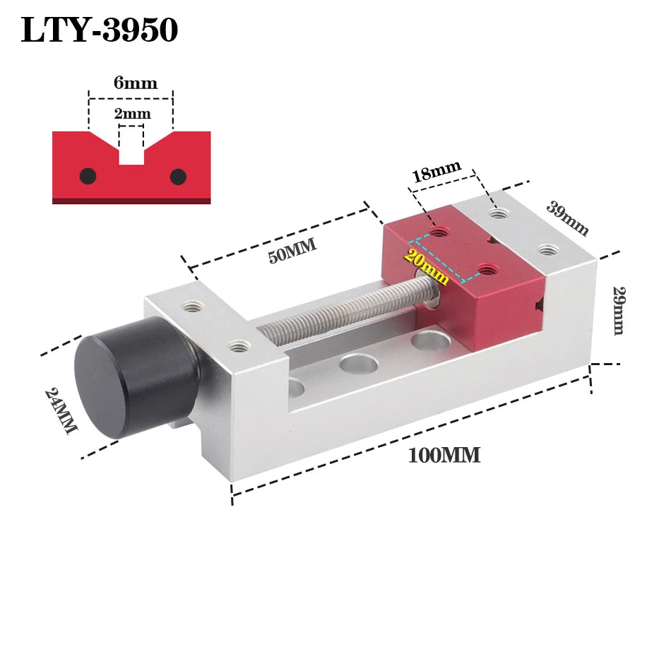 39 mm jaw vise with dimensions