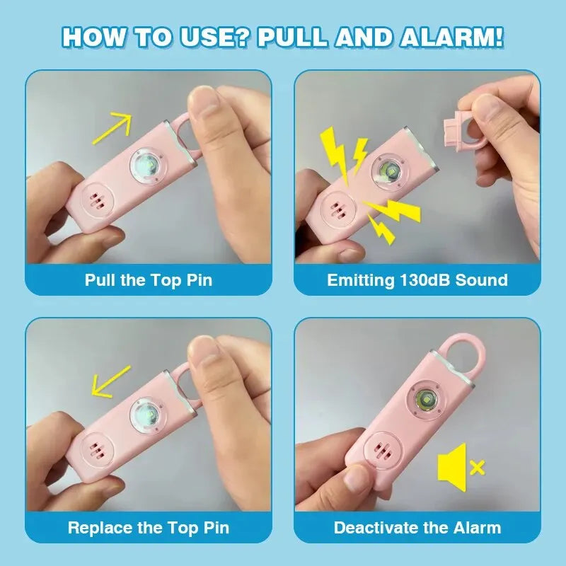 Personal safety alarm keychain, 130dB siren and strobe — view 2