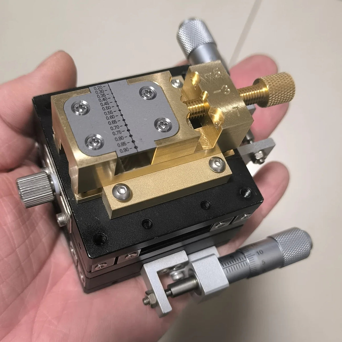 Brass micro vise on an XY stage
