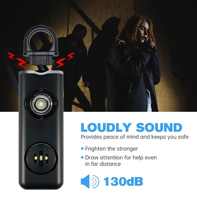 Personal safety alarm keychain, 130dB siren and strobe — view 3