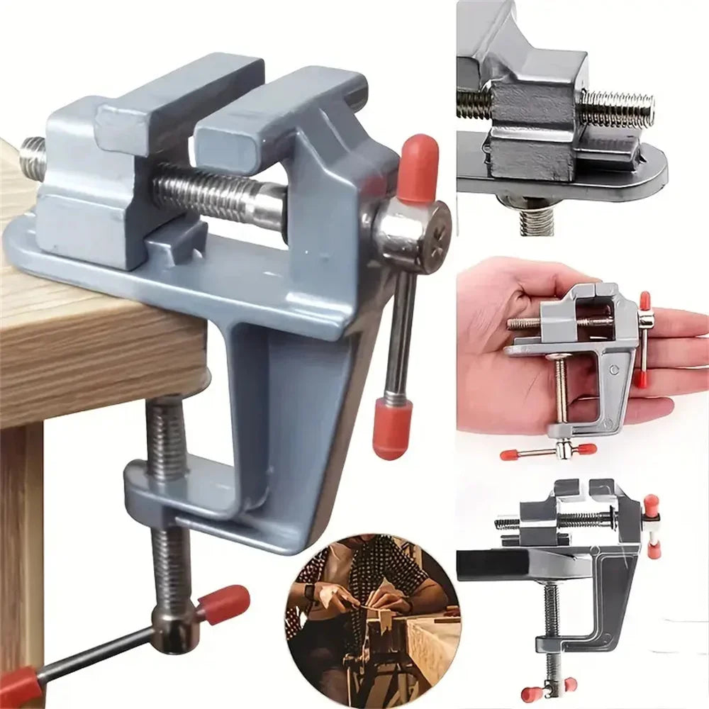 Clamp-on bench vise, aluminium