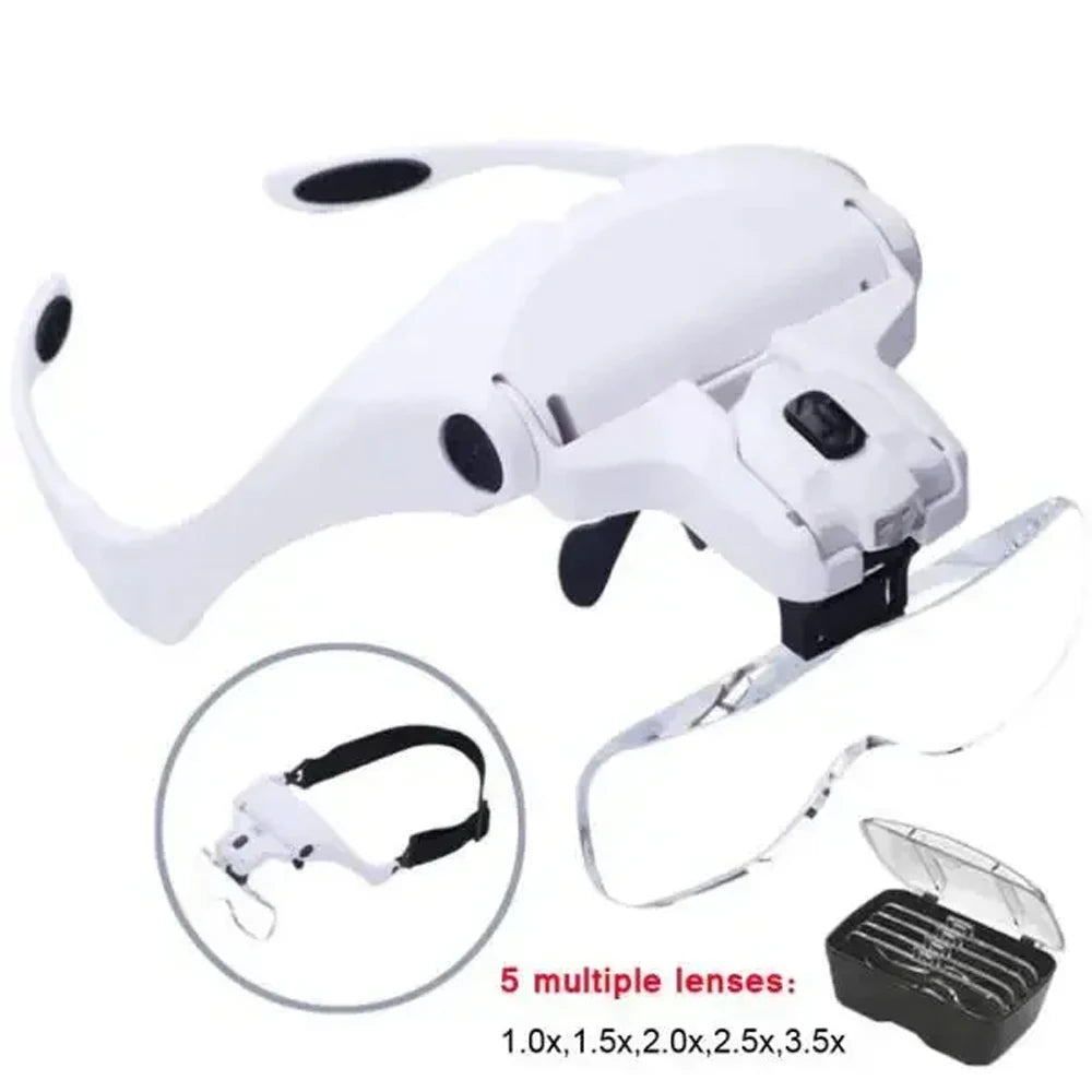 Headband magnifier with LED lights