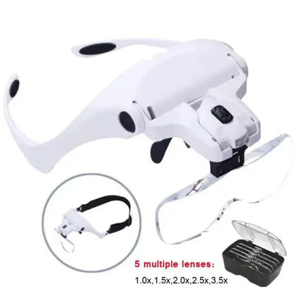 Headband magnifier with LED lights