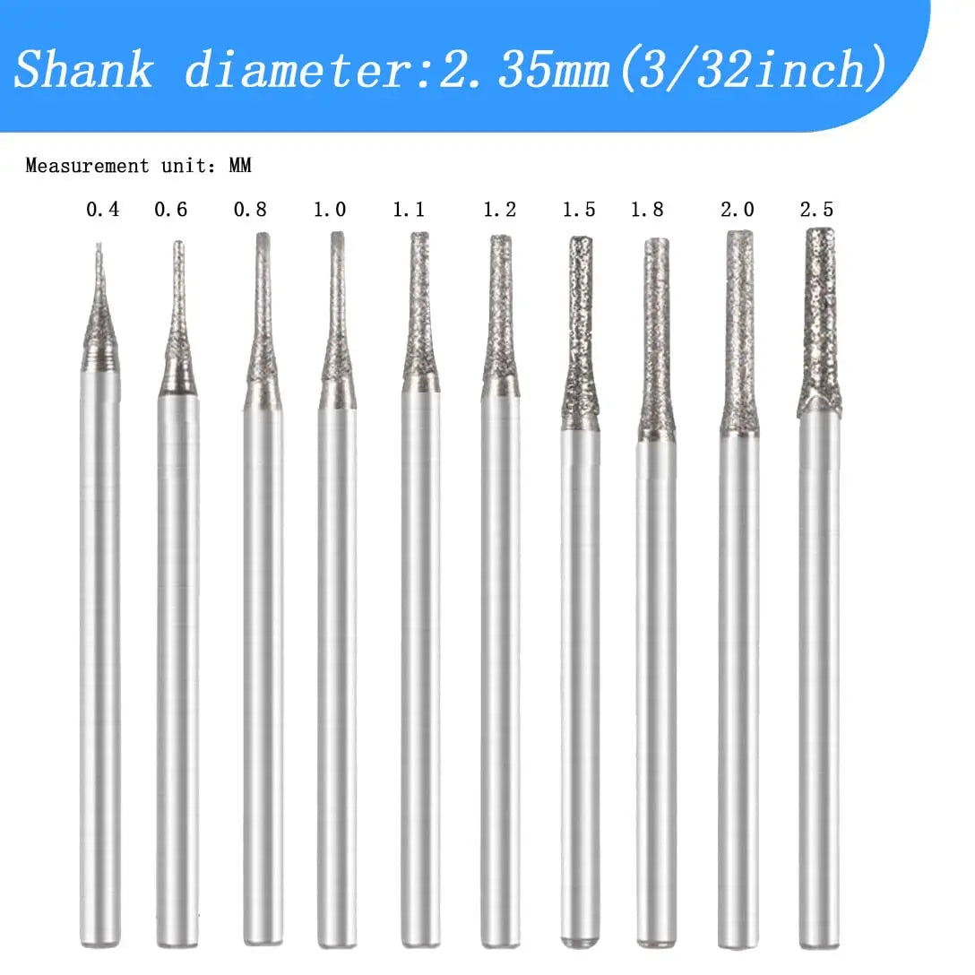 Diamond-tipped bits with 2.35 mm shanks