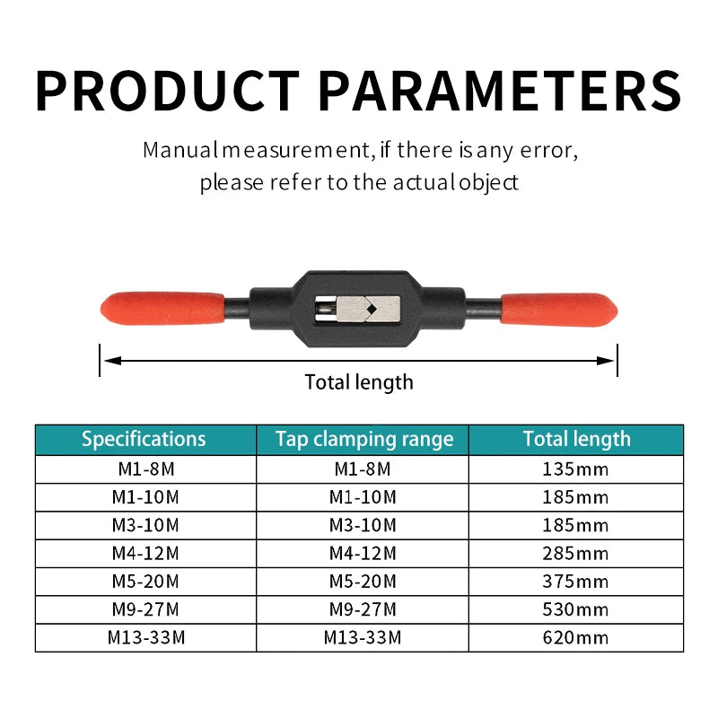 Table of clamping ranges and lengths