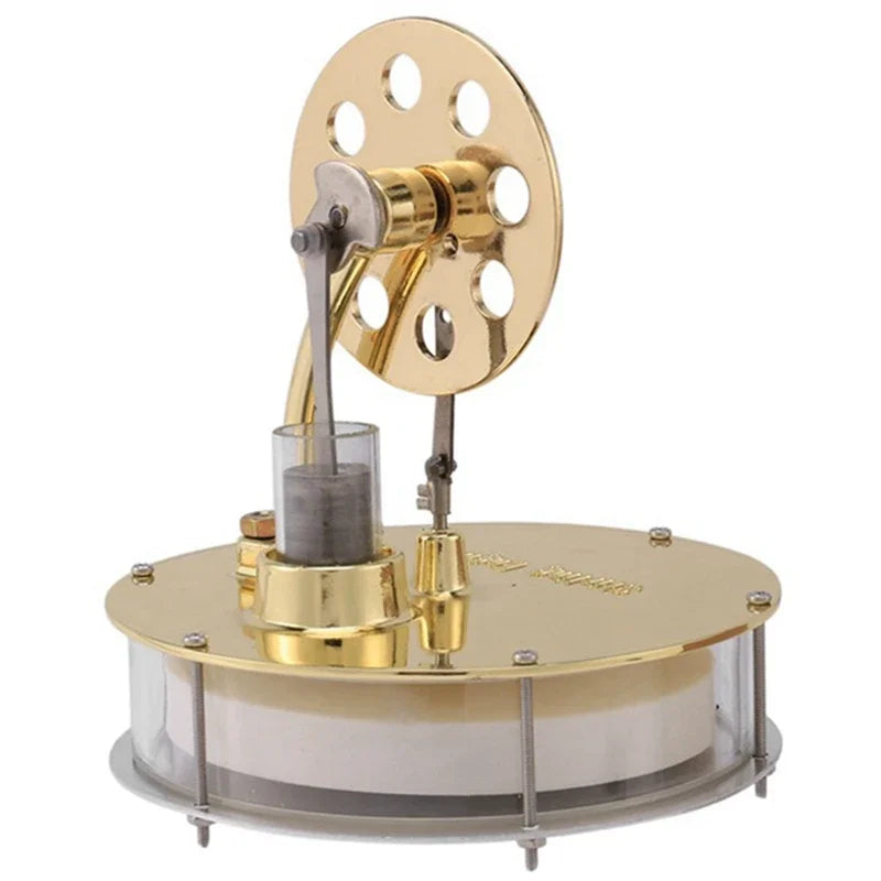 Low-temperature Stirling engine, runs on a cup of hot water