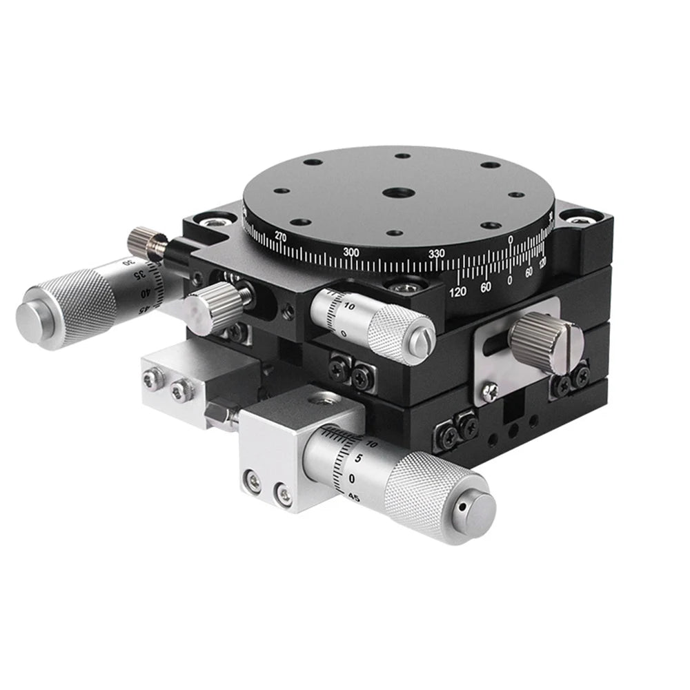XYR micrometer stage with 60 mm rotary table on top of X and Y slides
