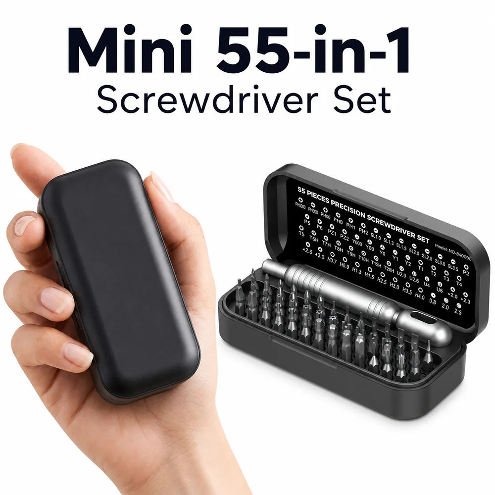 55-piece precision screwdriver set in its tray