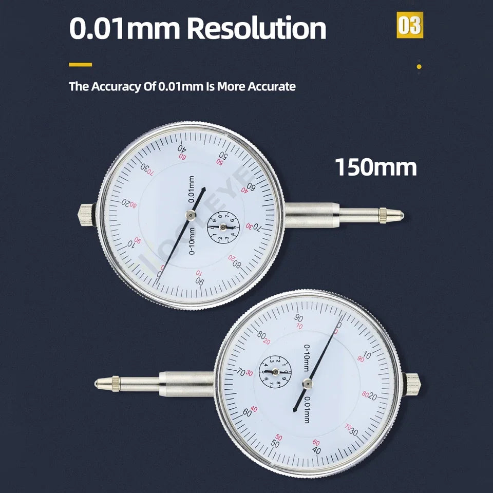 Dial indicator set up to measure runout