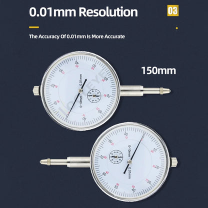 Dial indicator set up to measure runout