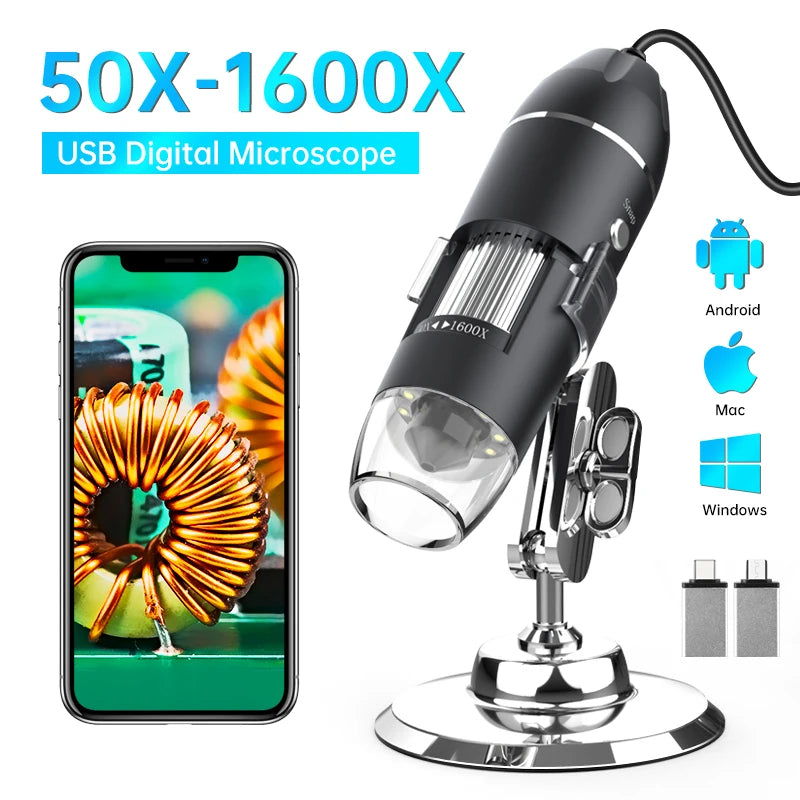 USB digital microscope on its stand