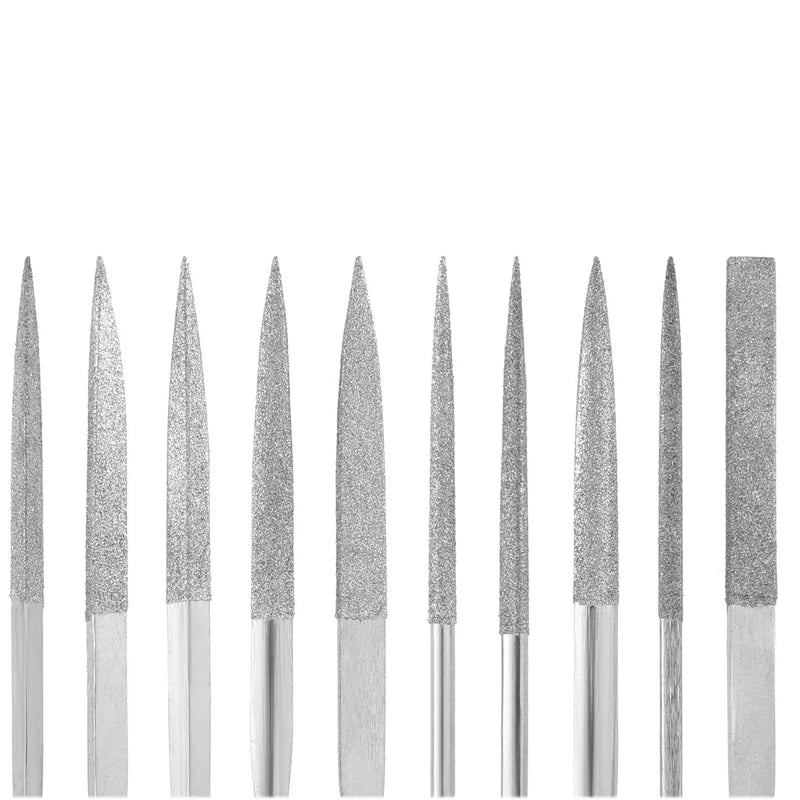A needle file in use on a workpiece