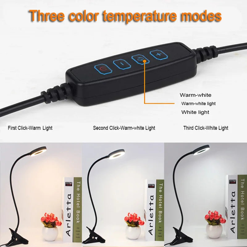 USB ring light with clamp and gooseneck