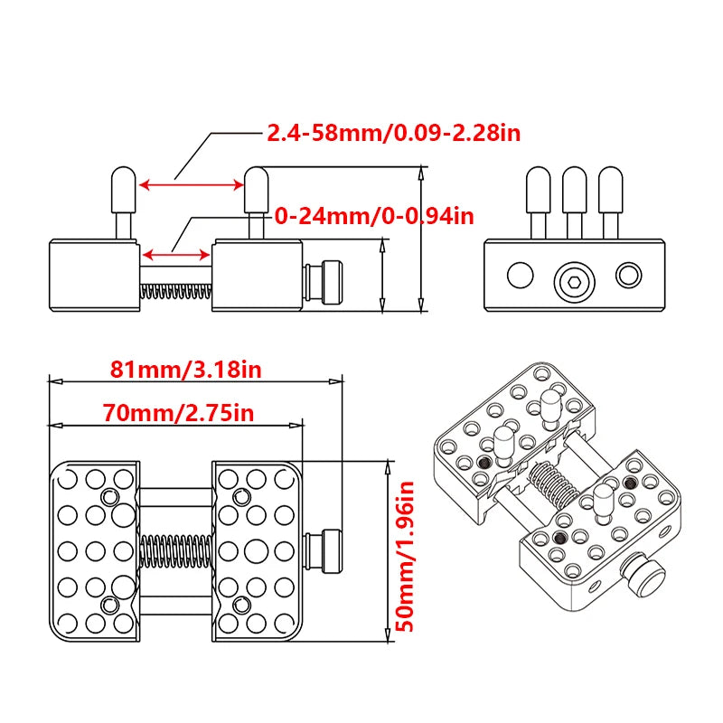 Drill press vise, screw feed