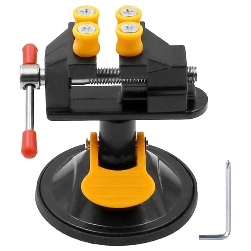 Rotating clamp-on bench vise