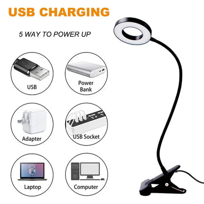 USB ring light with clamp and gooseneck