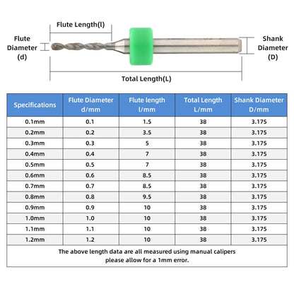 PCB drill bits with coloured size collars