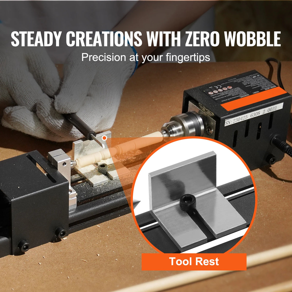 Mini wood lathe, 24 V, 7 speeds